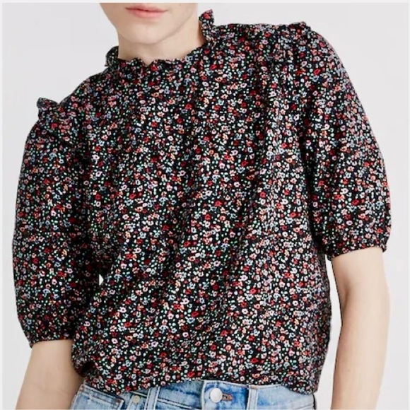 Madewell Puff-Sleeve Ruffle Top in Fieldwalk Floral - Picture 1 of 7